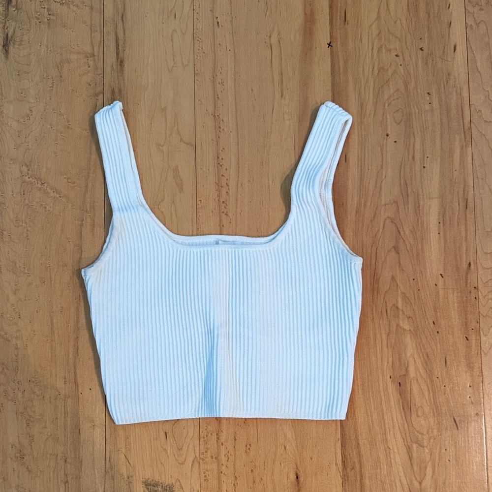 White Ribbed crop top